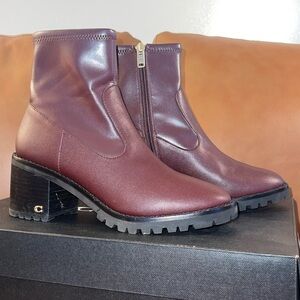 Coach Joy Dark Cranberry Leather Ankle Bootie Women's Sz 7